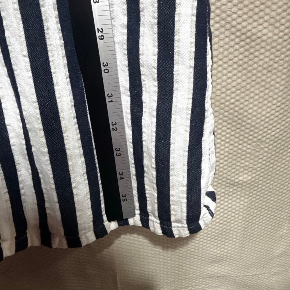 J.Crew Navy White Striped Sheath Dress Size 8 Cotton Linen Sleeveless Career - Picture 9 of 10